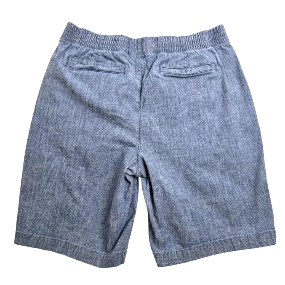 Lands End Mid-Rise Elastic‎ Waist Pull-On Cotton Shorts Pockets Size Small